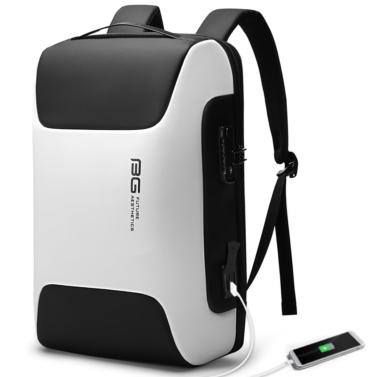 BANGE Anti-Theft Business Laptop Backpack with USB Charging Port - Fits 15.6 Inch Notebook - Water-Resistant Work Backpack for Office, Airplane & Business Travel - Perfect for Professionals, Students & Commuters