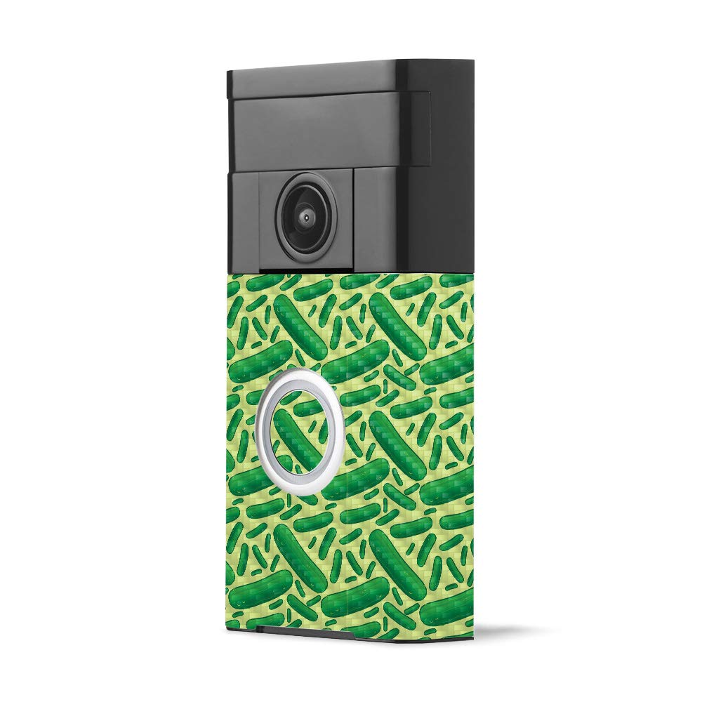 MightySkins Carbon Fiber Skin for Ring Video Doorbell - Pickles Design | Protective & Durable Textured Vinyl Wrap | Easy to Apply & Remove | Made in USA | Perfect for Home Security & Smart Door Decor