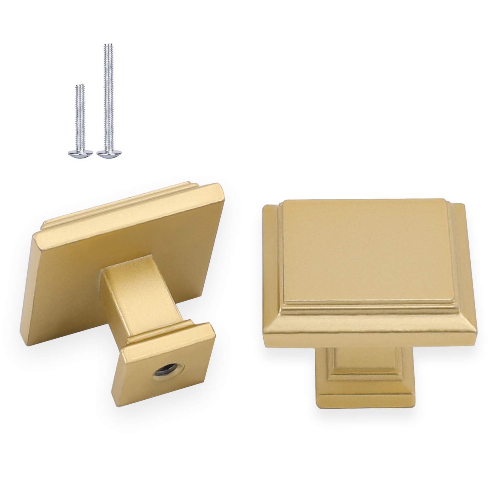 20 Pack Matte Gold Cabinet Knobs - Square Drawer Pulls for Kitchen, Bathroom & Bedroom Cabinets - Durable Hardware for Home Renovation & Furniture Upgrade