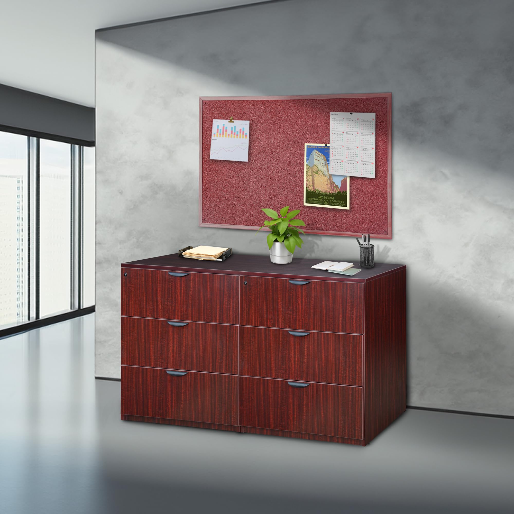 Regency Legacy Lateral File Cabinet - Mahogany Wood Stand Up Side to Side File Storage for Office & Home Organization