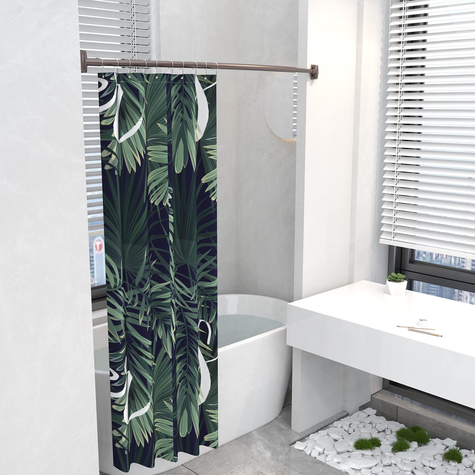 Adjustable Curved Shower Curtain Rod 43-72 Inches - Rustproof Aluminum Bathroom Shower Rod for Bathtub & Stall - Bronze Round Shower Bar | Perfect for Small Bathrooms & Space-Saving Showers