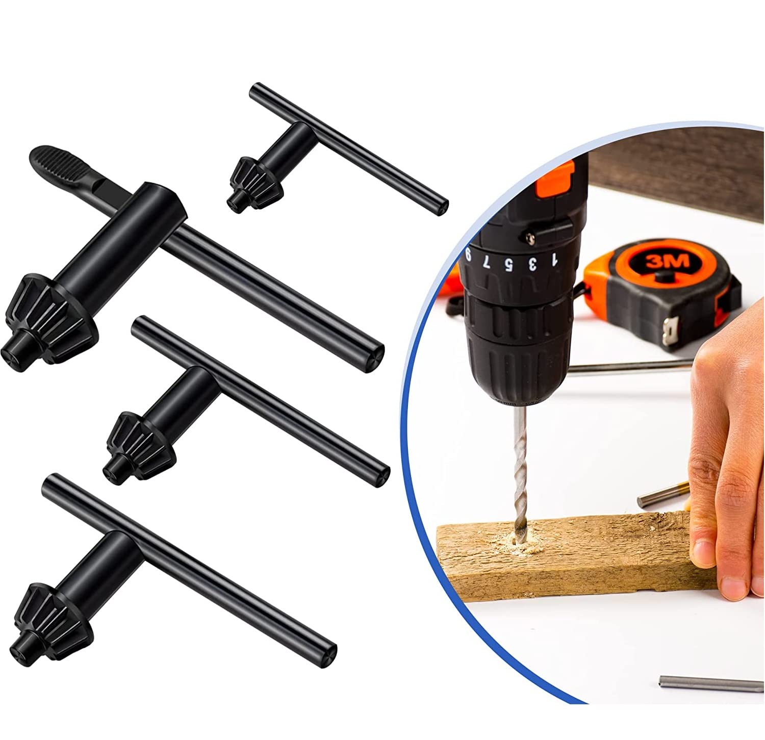 Utoolmart 9mm Pilot 11 Teeth Chuck Key for 5-20mm Drill Chuck - Black Replacement Tool for Power Drills & Workshop Use