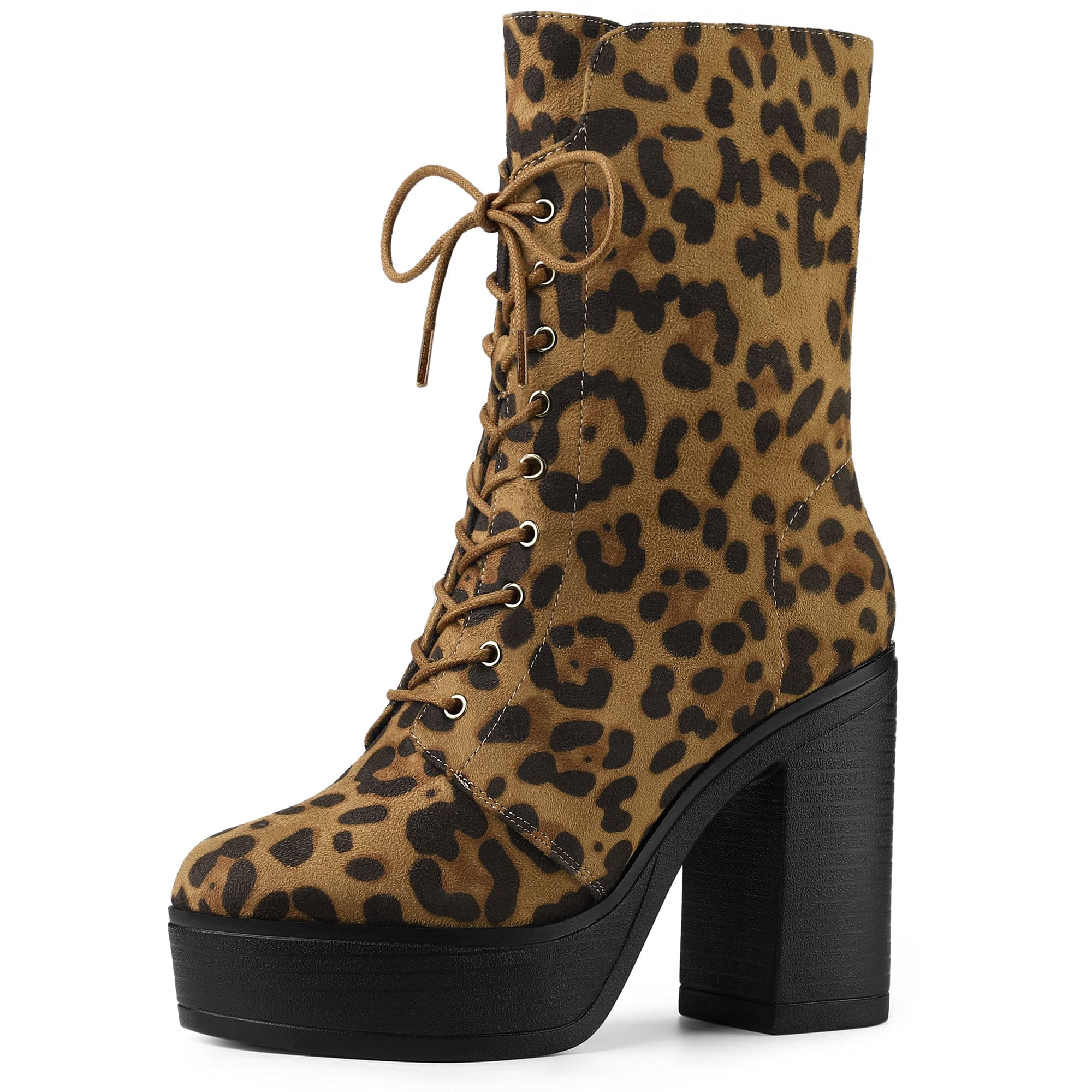 Allegra K Women's Chunky Heel Combat Boots - Platform Lace Up Ankle Booties for Women | Perfect for Fall Winter Outfits, Street Style & Casual Wear