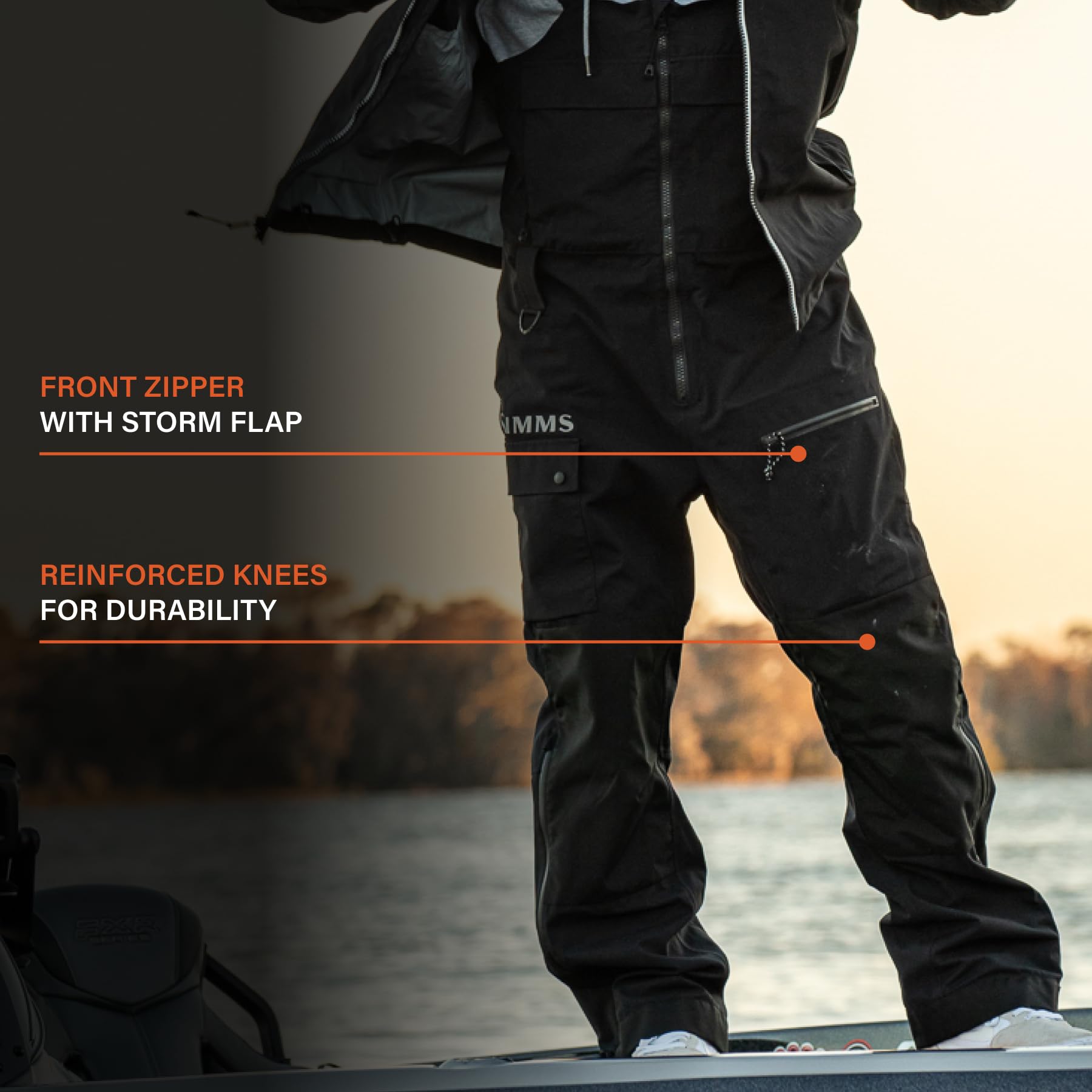 **Simms CX Waterproof Fishing Bibs for Men – Durable, Adjustable Rain Pants with Reinforced Panels & Waterproof Pockets – Ideal for Fly Fishing, Kayaking & Outdoor Adventures**