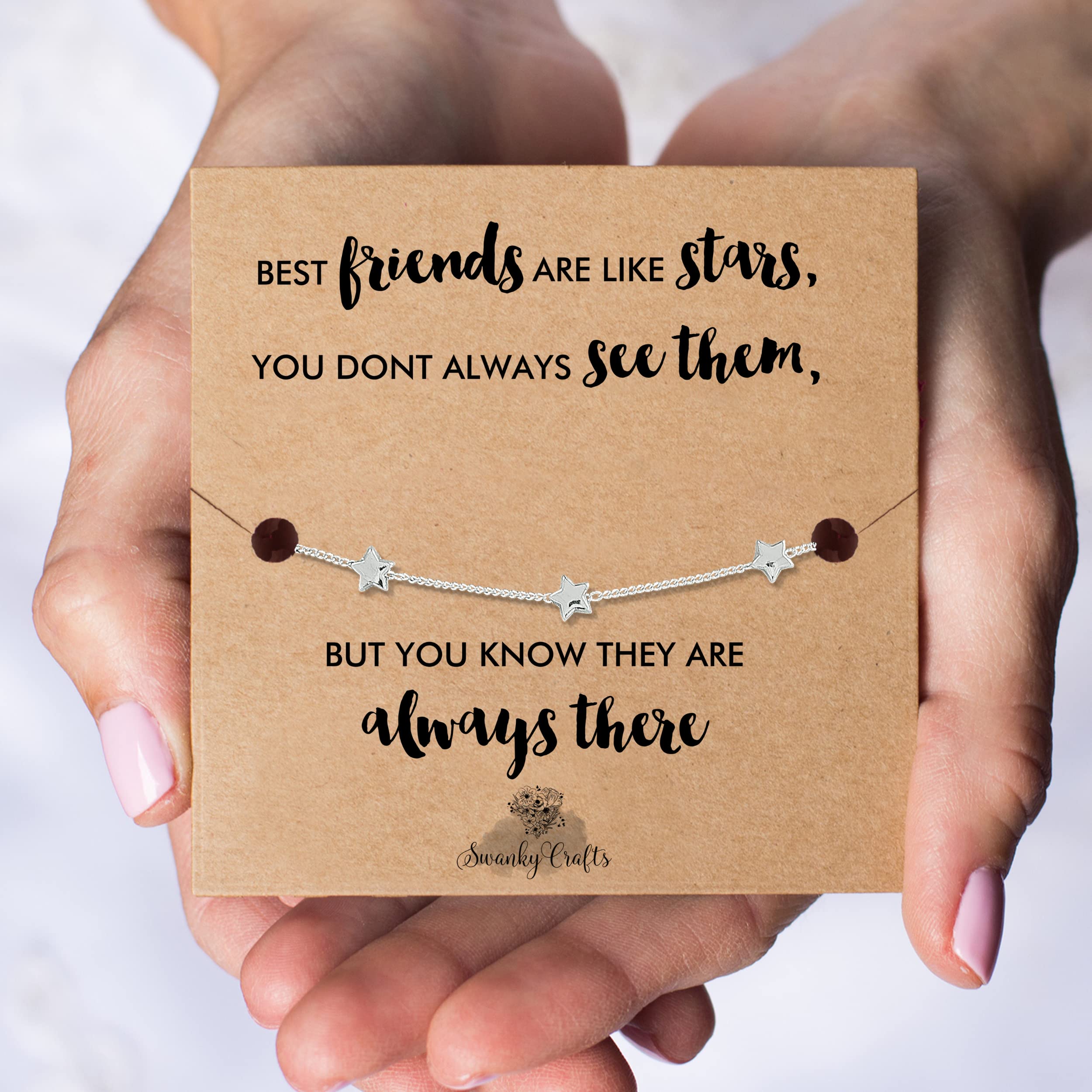 Best Friend Bracelet for Women - Golden Star Friendship Bracelet with Birthday Card, Thoughtful Gifts for Best Friends, Birthday Present for Her - Perfect for Anniversaries, Graduation, Valentine's Day & Special Occasions