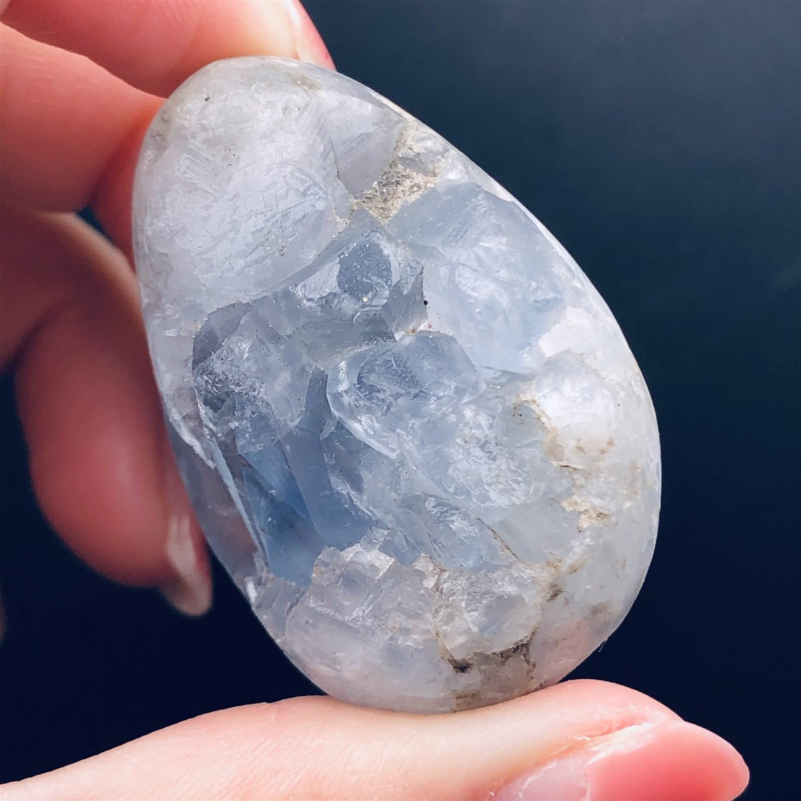 INAIVU Madagascar Natural Celestite Druzy Crystal Specimen - Sky Blue Geode (30-200g) for Home Decor, Meditation & Healing | Perfect for Crystal Collections, Office Desk & Gift Giving