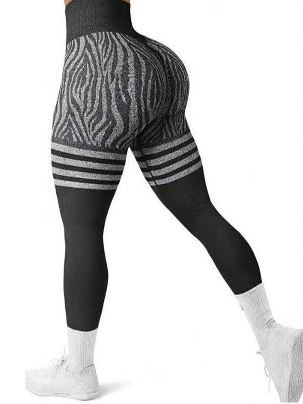 ZASUWA Women's Zebra Print High Waisted Scrunch Butt Lifting Leggings - Yoga, Workout & Casual Wear