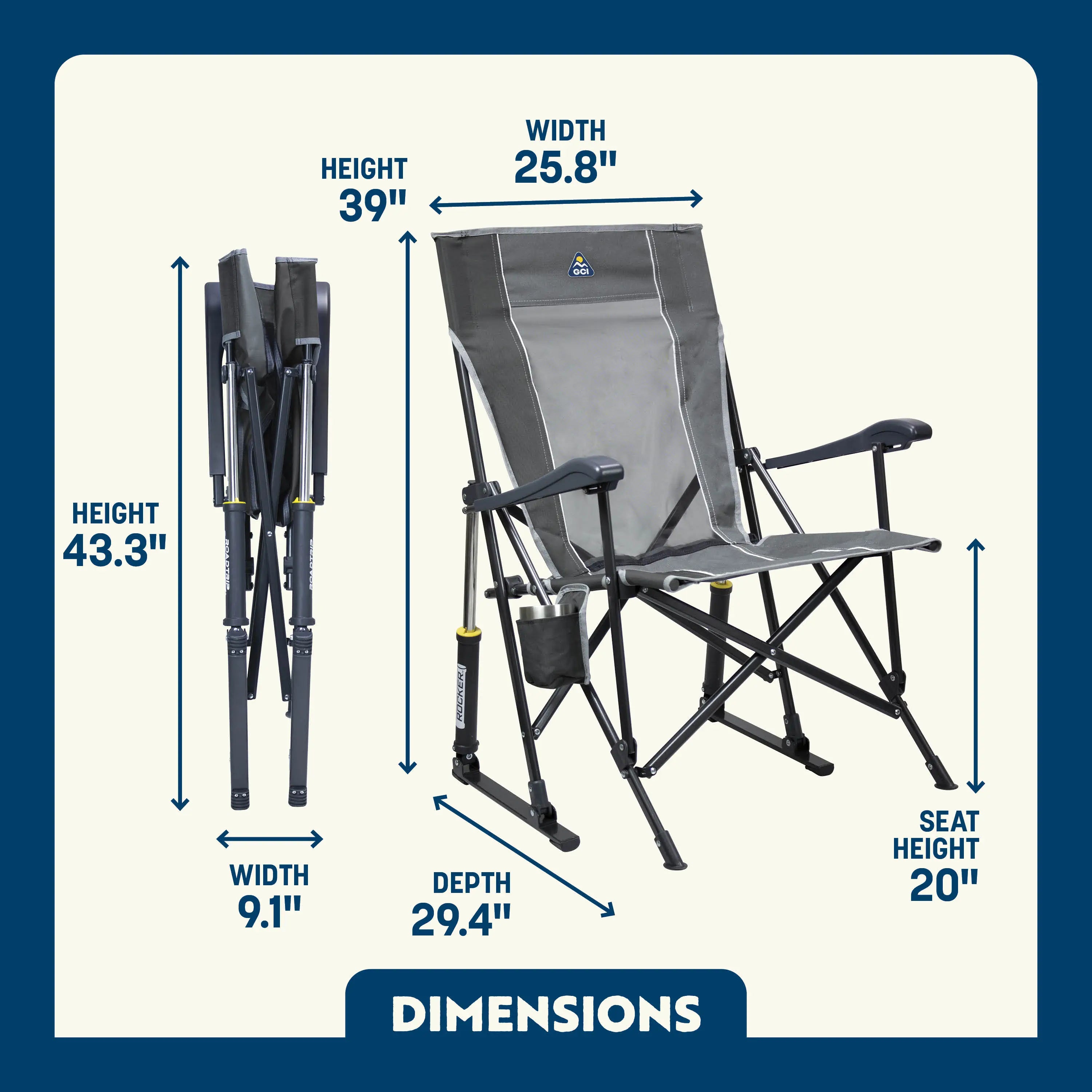 RoadTrip Rocker™ - Portable Folding Rocking Chair for Camping, Beach, Travel & Outdoor Adventures | Lightweight & Compact Design for Easy Transport