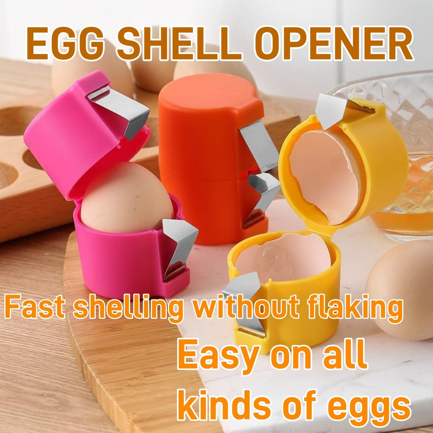 2025 New Egg Shell Opener - Handheld Egg Cracker Tool for Raw Eggs, Multifunctional Egg Breaker & Separator - Perfect for Cooking, Camping & Kitchen Use (1PC, Orange)