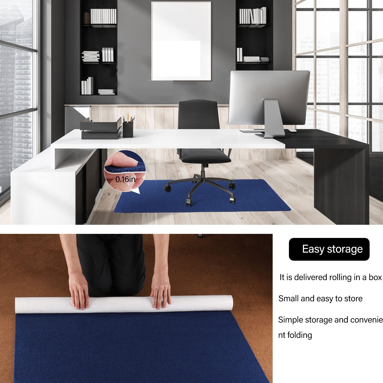 Premium Office Chair Mat for Rolling Chairs - Non-Slip Hardwood Floor Protector 55