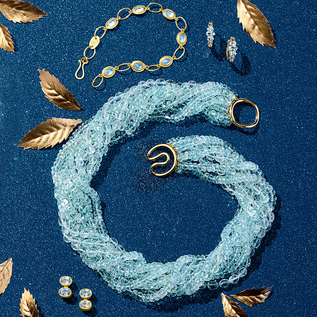 Aquamarine Graduated Hoop Earrings for Women - Elegant Blue Gemstone Dangle Earrings for Everyday Wear & Special Occasions