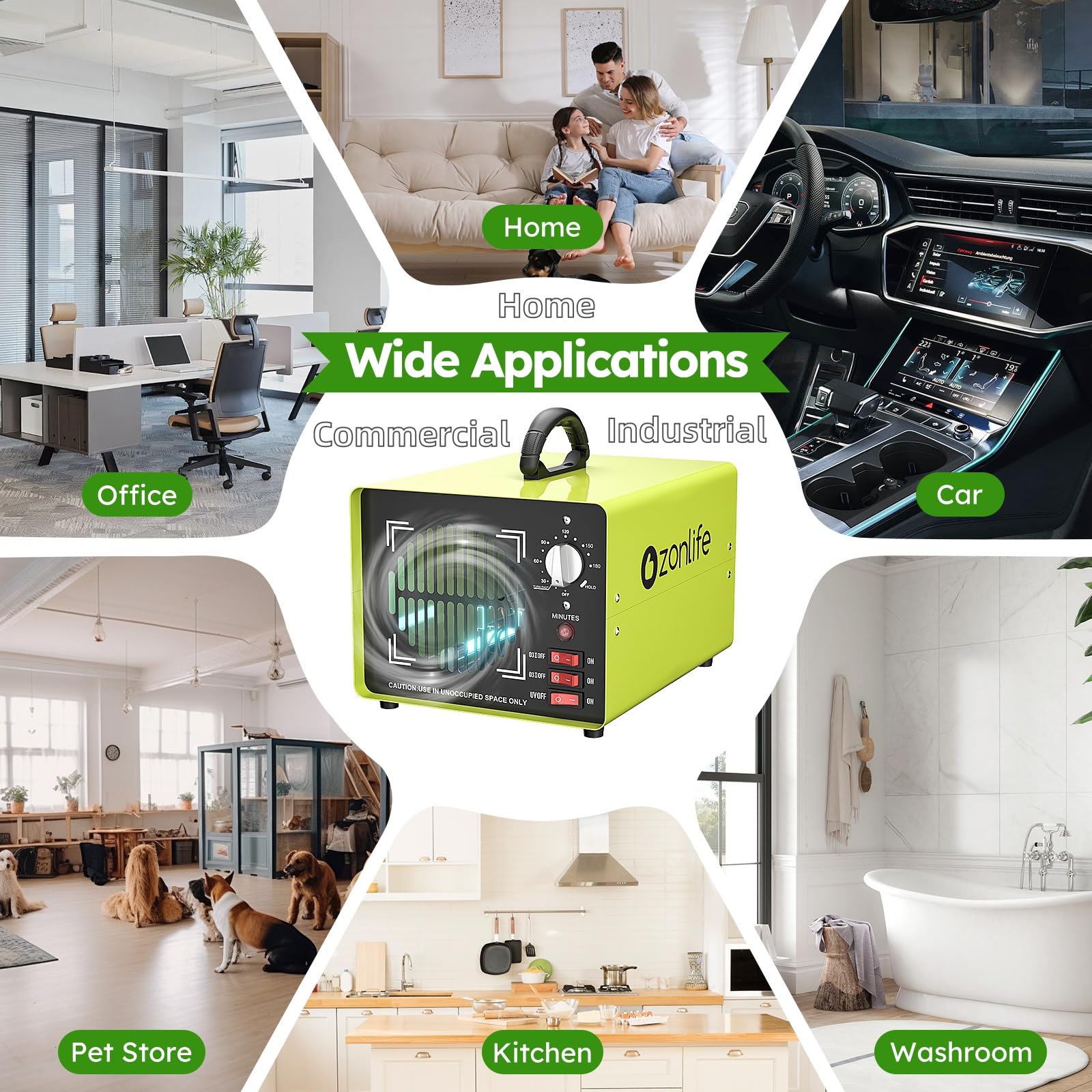 Dual Ozone Plate 25g/50g Odor Eliminator Machine - Industrial & Home Air Purifier with Ionizer for Large Spaces | Eliminates Smoke, Pet Odors & Mold in Basements, Offices & Restaurants