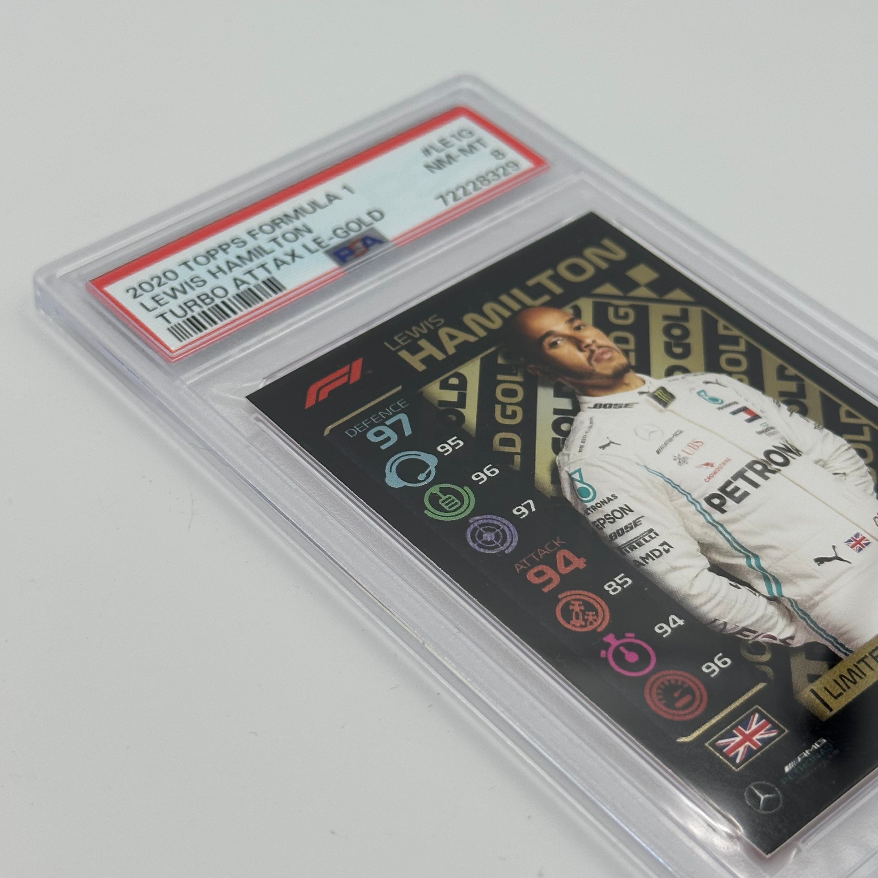 PSA 8 Graded Lewis Hamilton #LE1G Limited Edition Gold Trading Card - Perfect for Collectors, Sports Memorabilia Fans & F1 Racing Enthusiasts