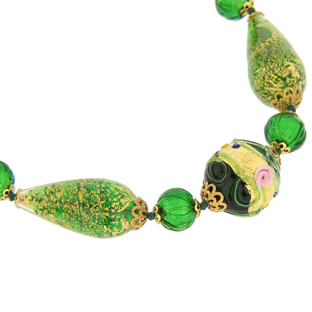 Authentic Murano Glass Necklace from Venice - Emerald Green Venetian Carnival Jewelry | Perfect for Gifts, Weddings & Special Occasions