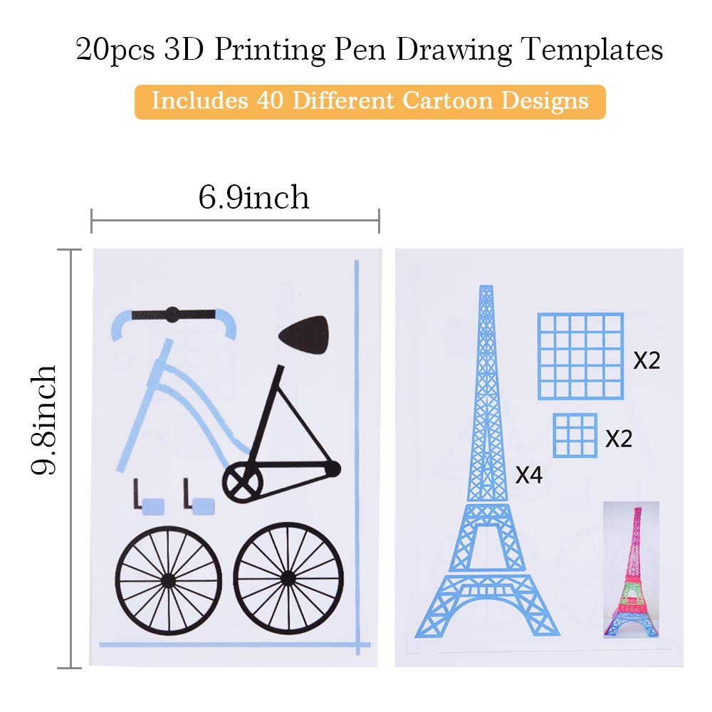 3D Printer Drawing Paper - SHONCO 20pcs Design Paper Molds for 3D Drawing Practice | Perfect for DIY Art Projects, School STEM Activities & Creative Model Making