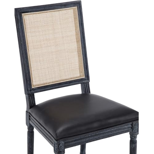 Rattan Square + Black Leather&frame