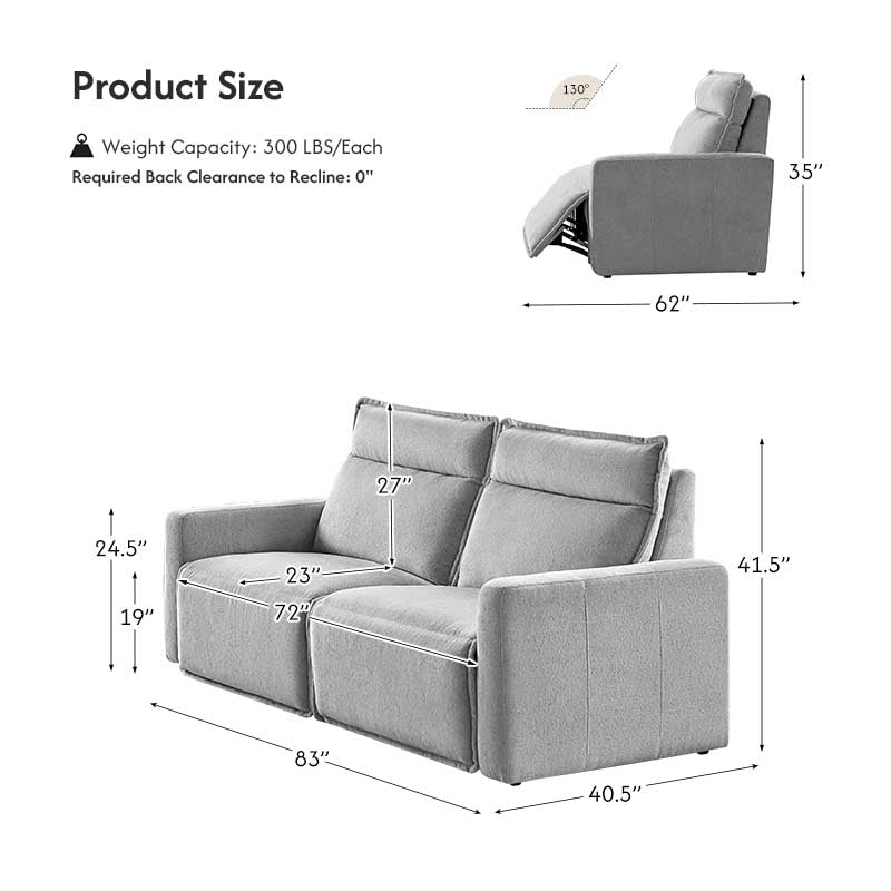 Essentia Power Reclining Corner Sofa - Easy Care Fabric Sectional Couch with USB Charging for Living Room, Home Theater & Family Room Comfort