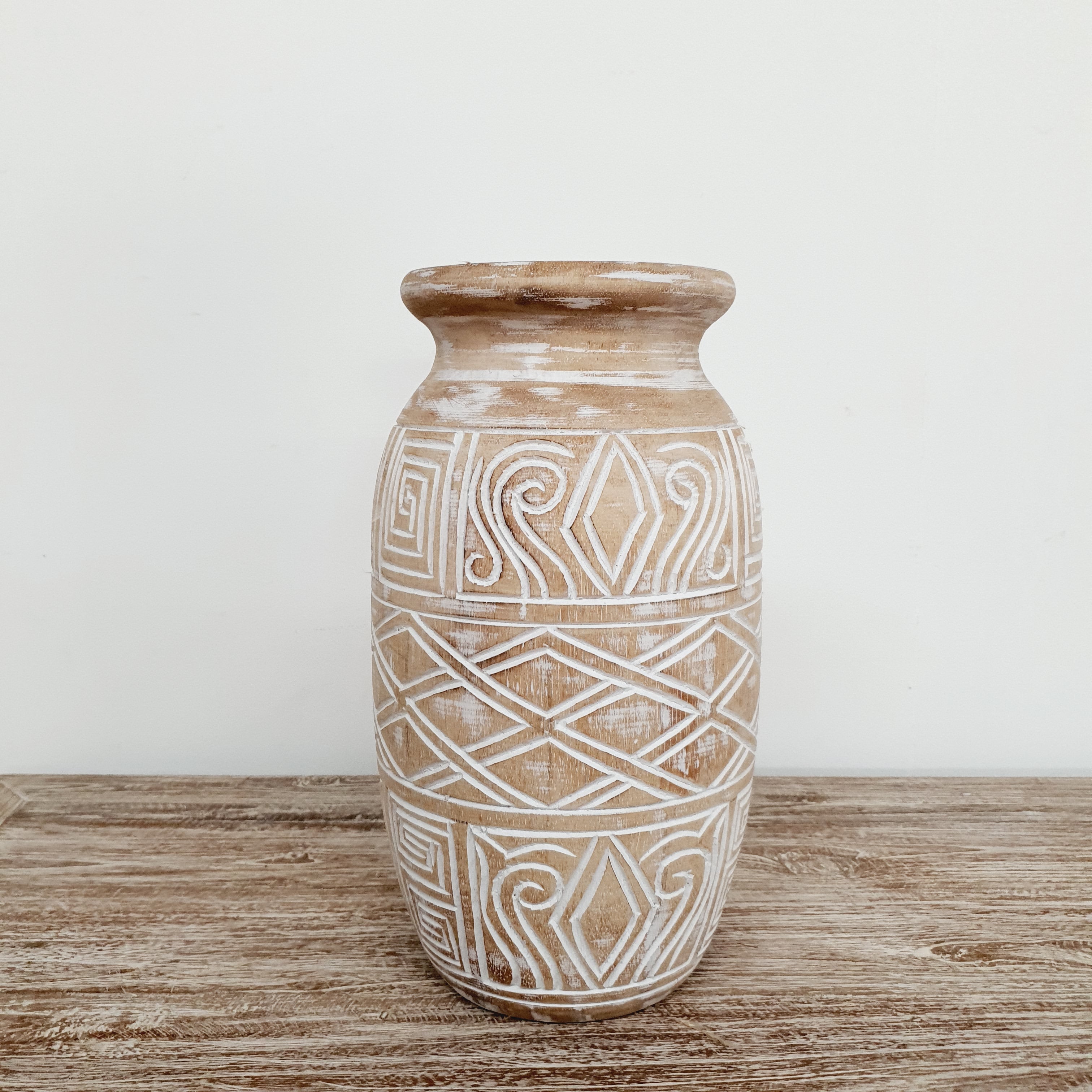 Handcrafted Wooden Timor Vase - Elegant Home Decor for Living Room, Dining Table & Wedding Centerpiece