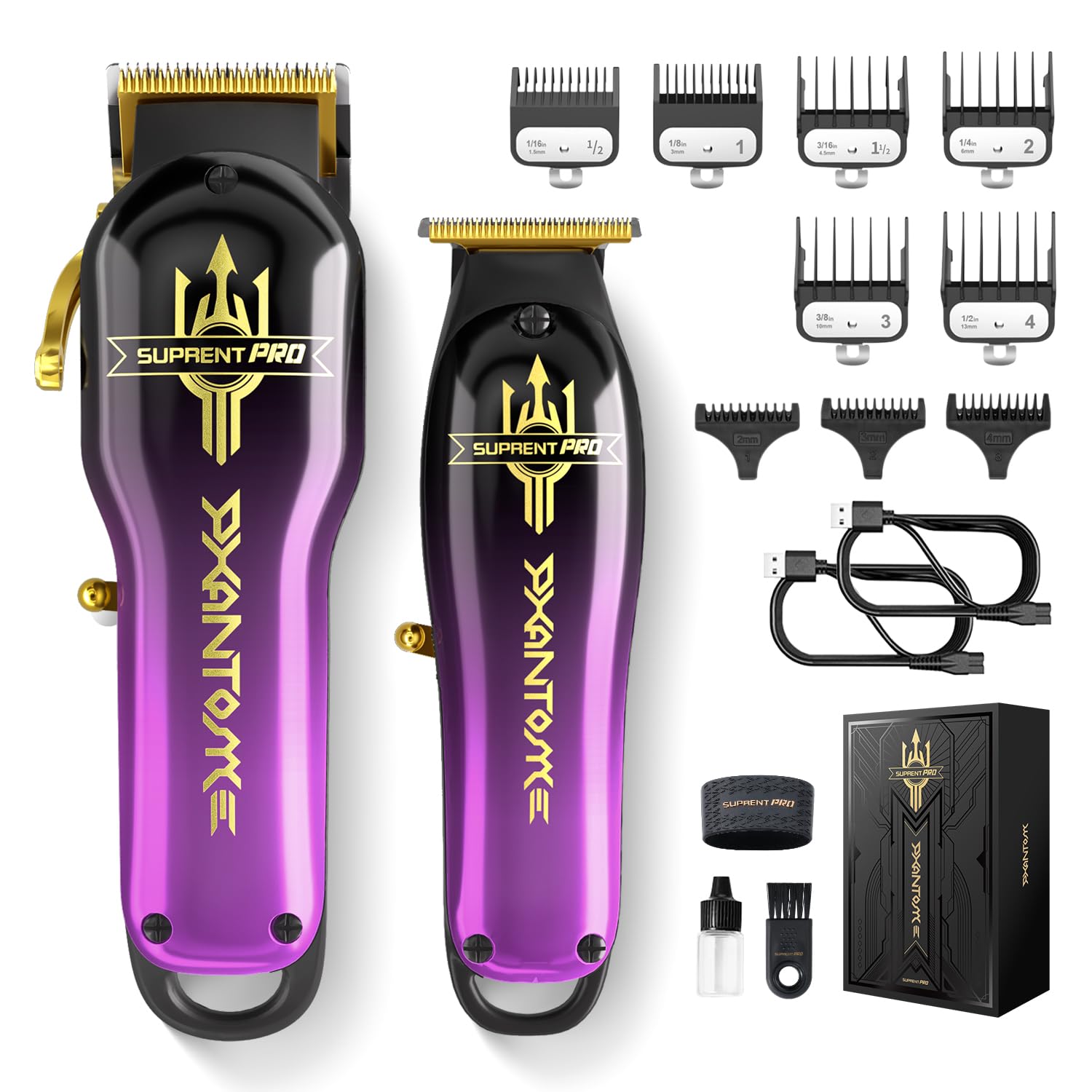 SUPRENT® PRO Professional Cordless Hair Clippers for Men - Barber Clippers Set with Brushless Motor & Zero Gap Trimmer - Premium Hair Cutting Kit Gift for Men - Perfect for Home Haircuts, Beard Trimming & Professional Salon Use