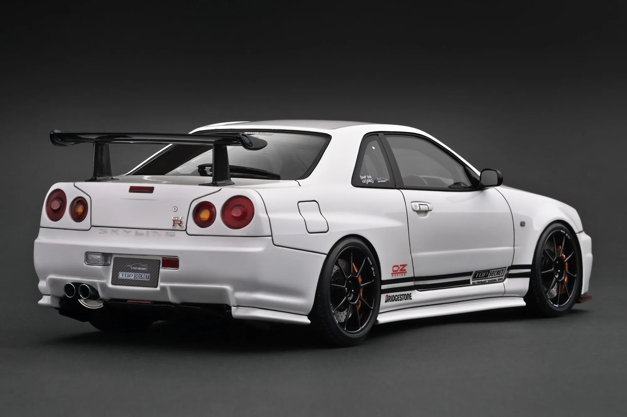 PREORDER - Ignition Model 1:18 Scale Nissan Skyline R34 GT-R TOP SECRET White Diecast Car - Collector's Edition for Display & Racing Enthusiasts