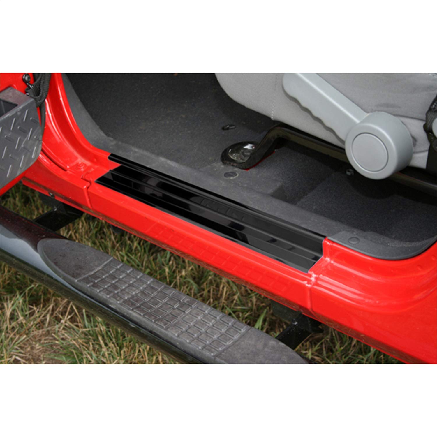 Rugged Ridge No Drill Entry Guards for 2007-2018 Jeep Wrangler JK 2-Door | 2-Piece Black Steel Step Bars | Model 11216.1 | Off-Road Protection & Easy Access Upgrade