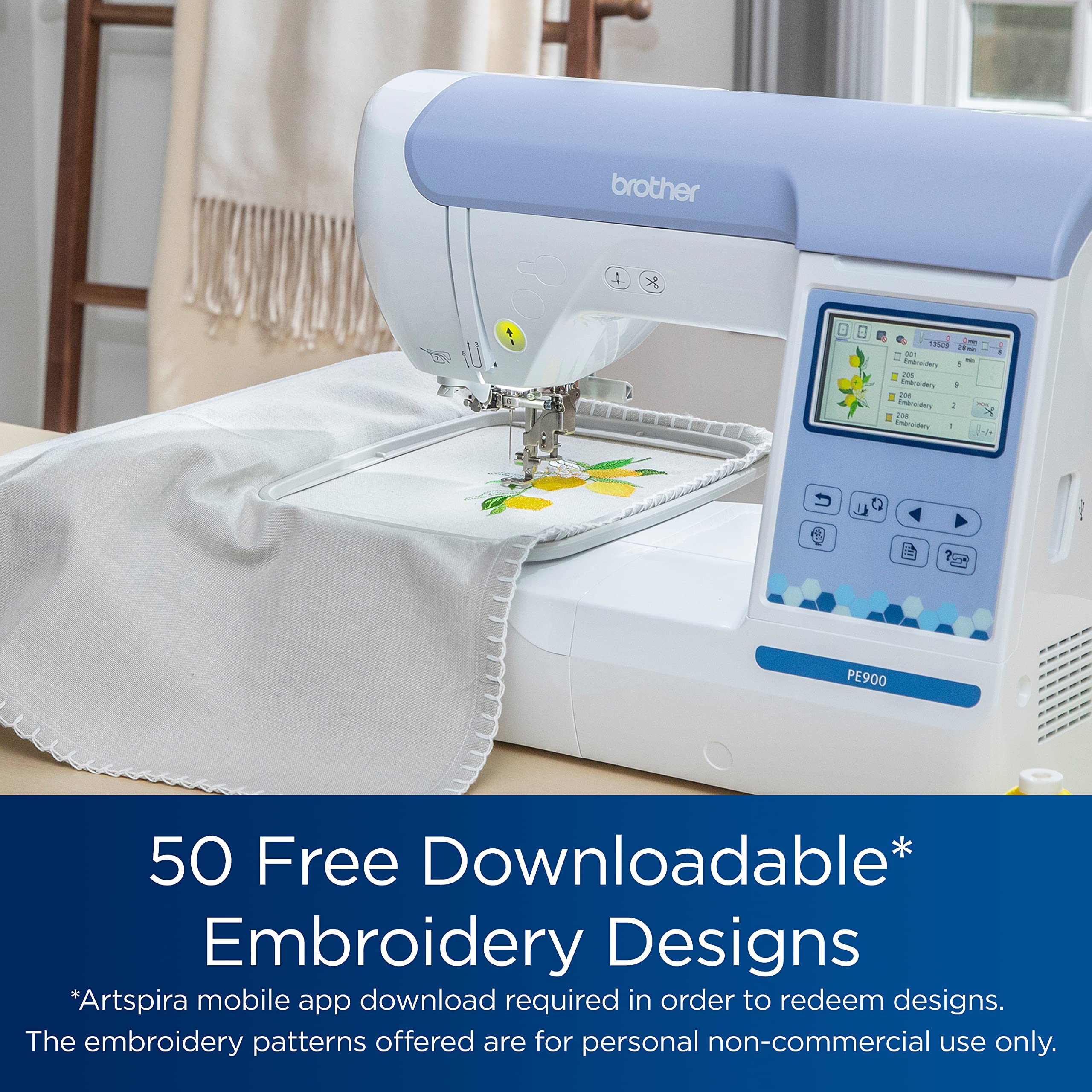 Brother PE900 Wireless Embroidery Machine with WiFi Connectivity - White | Perfect for Home Crafting, DIY Projects & Small Business Embroidery Needs