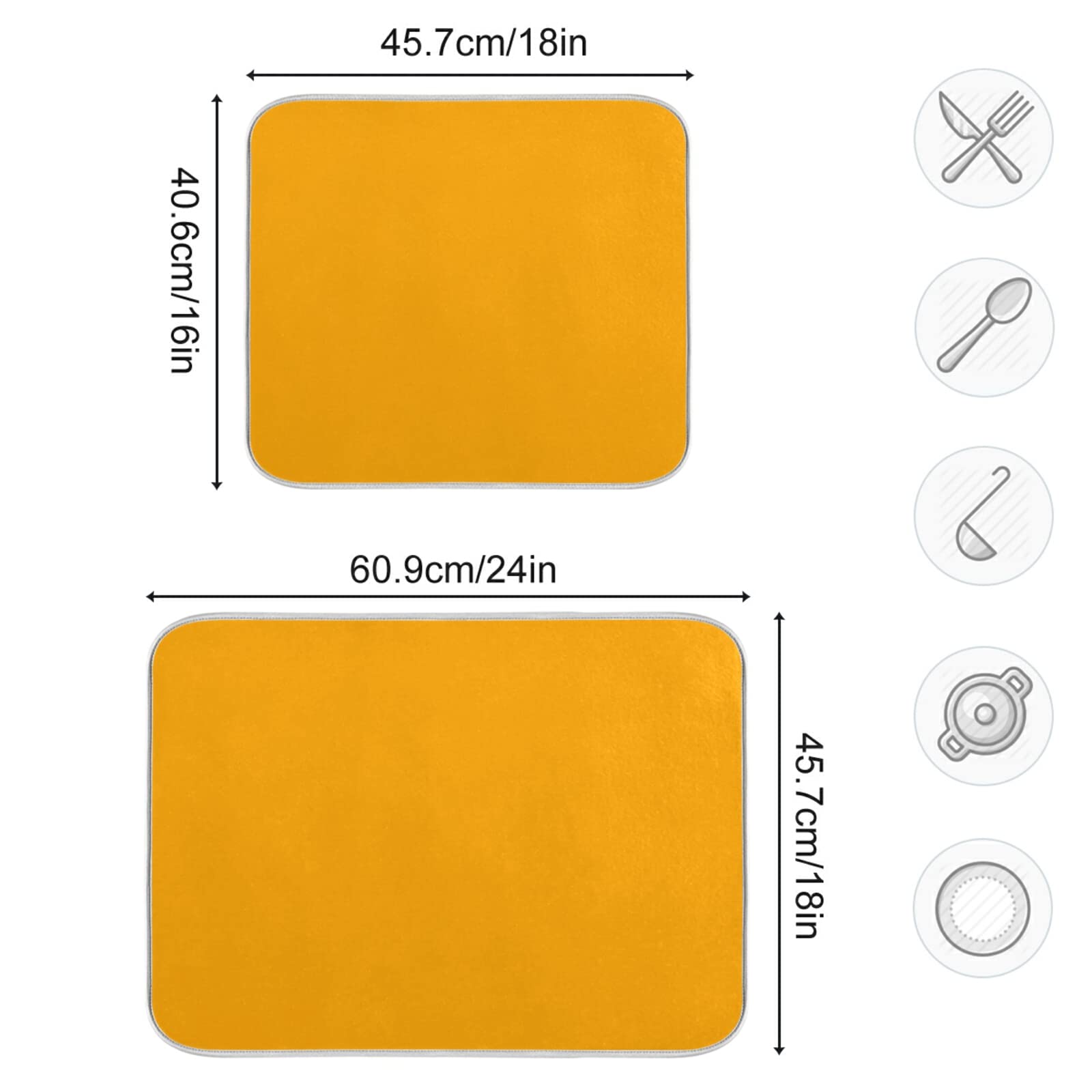 Extra Large Orange Microfiber Dish Drying Mat - 18x24 Inch Heat-Resistant Kitchen Counter Drainer Pad | Perfect for Dishes, Utensils & Cookware | Ideal for Kitchen Countertops, Sinks & Dining Tables