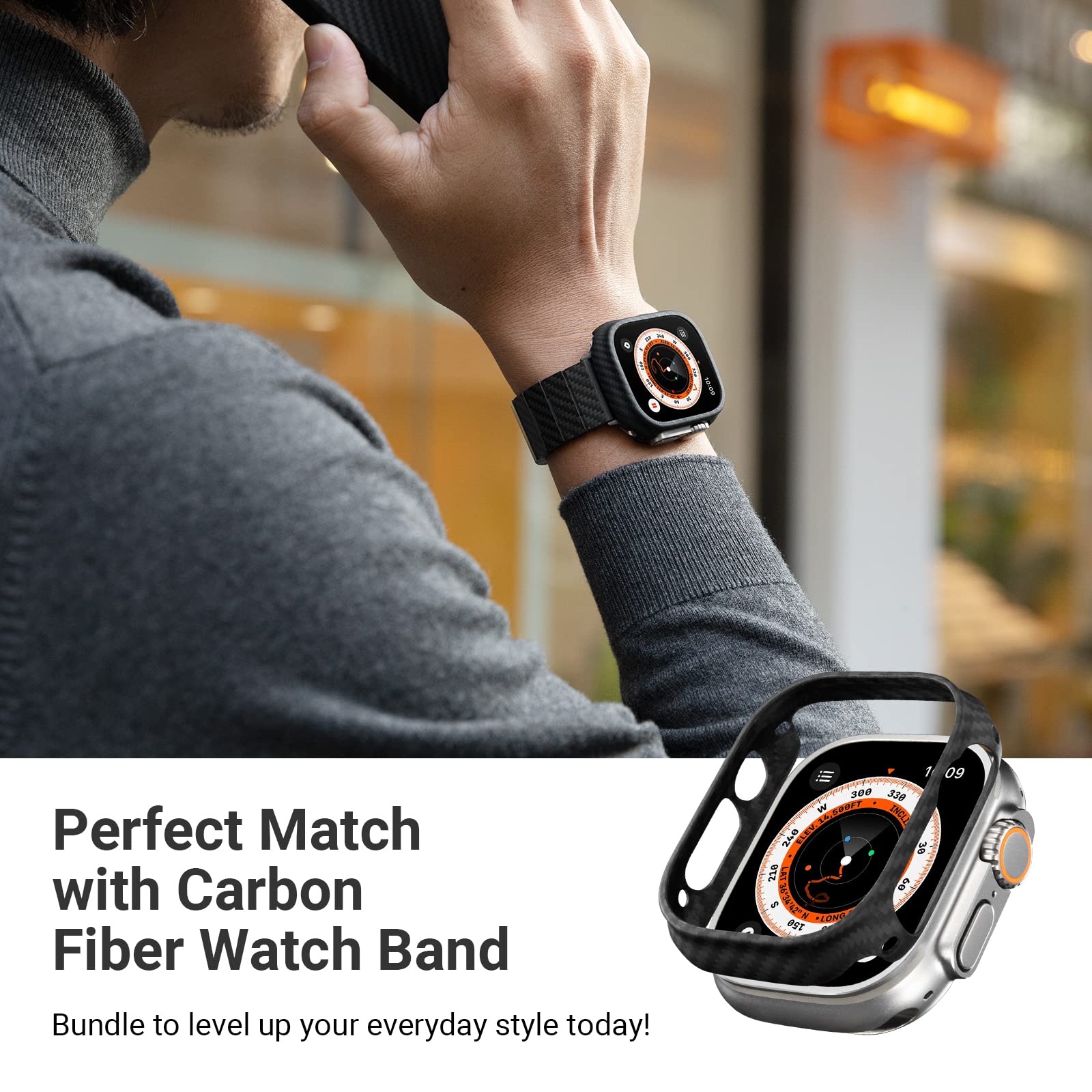 PITAKA Slim Aramid Fiber Case for Apple Watch Ultra 2/Ultra 49mm - Minimalist Protective Cover for Gym, Outdoor & Everyday Use [Air Case]
