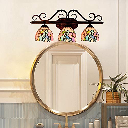 Tiffany Style Bathroom Vanity Light - Stained Glass Makeup Mirror Lighting for Dressing Room