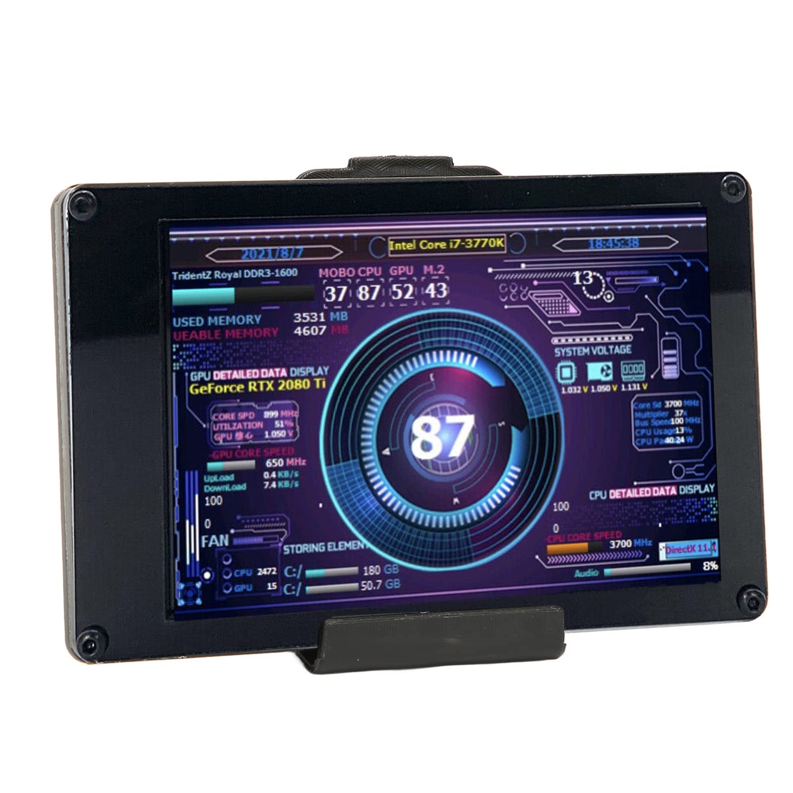 3.5 Inch USB IPS Mini PC Monitor - CPU/HDD Temperature Display, Secondary Screen for ARGB Computer Case | Real-Time System Monitoring for Gaming & Workstations