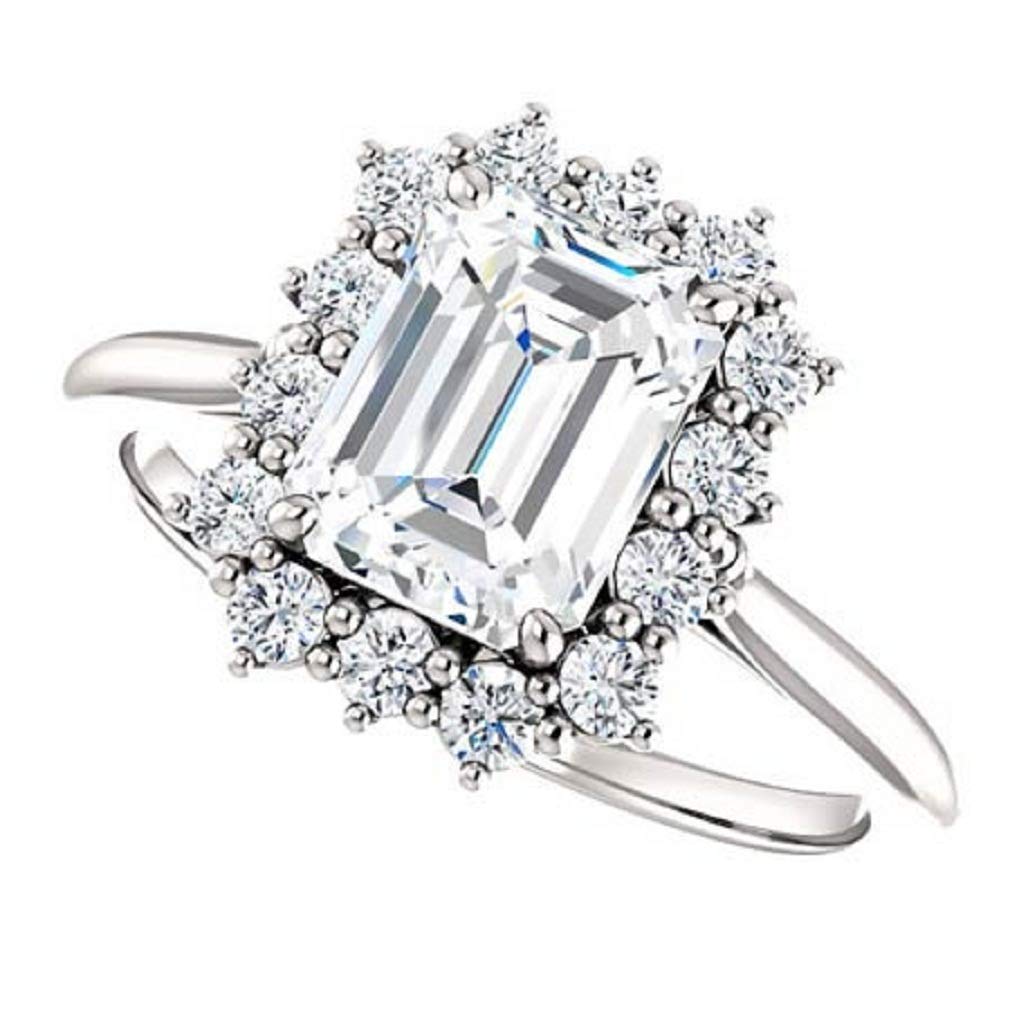 Emerald Cut 5.00CT Moissanite Bridal Ring Set - VVS1 Clarity, Colorless, 925 Sterling Silver - Perfect Engagement & Wedding Jewelry Gift for Her - Ideal for Proposals, Anniversaries, and Special Occasions