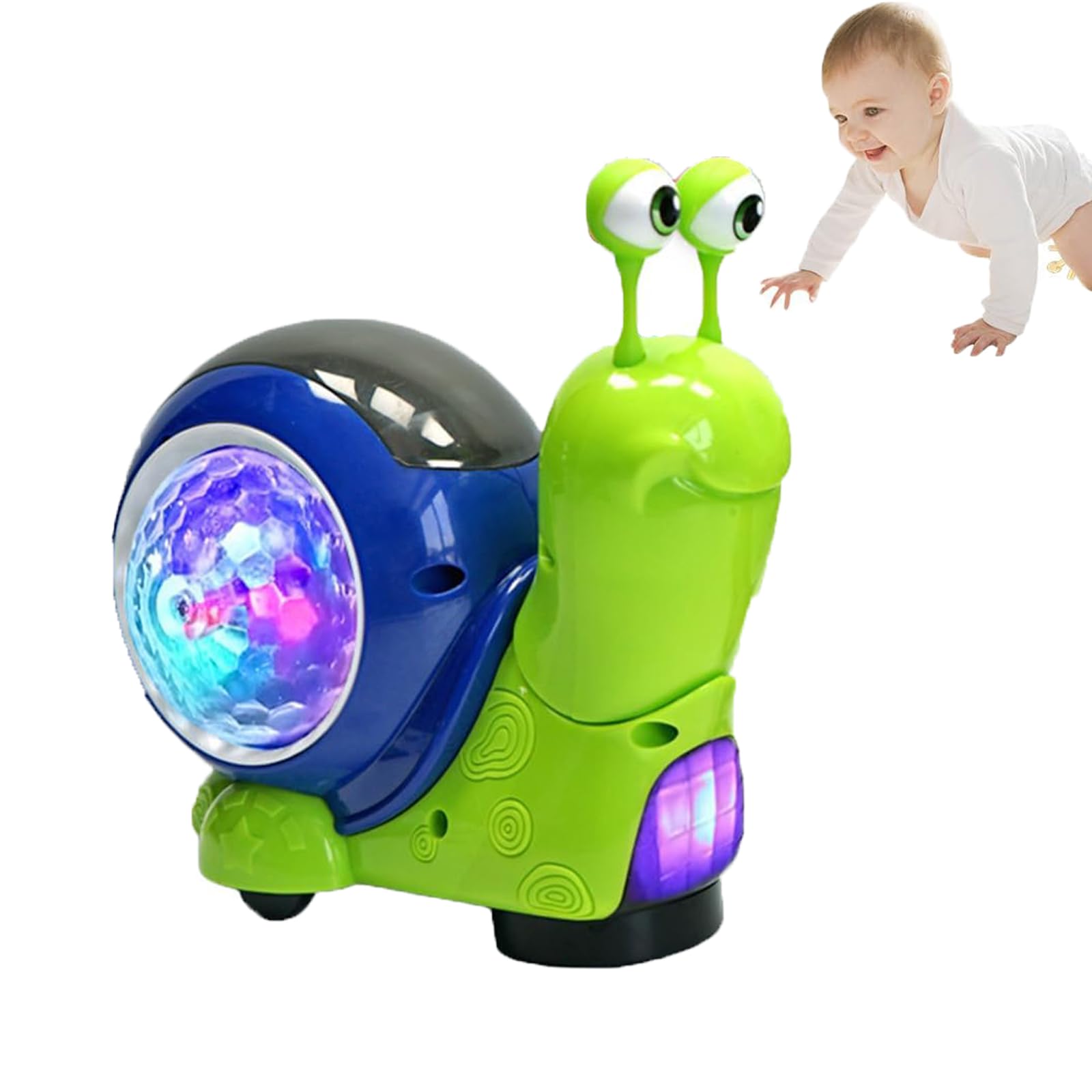 Luminous Musical Crawling Snail Toy for Babies & Toddlers - Interactive Sensory Learning Toy with Lights & Sounds - Best Christmas & Birthday Gift for Kids (Green) - Perfect for Early Childhood Development & Playtime Fun