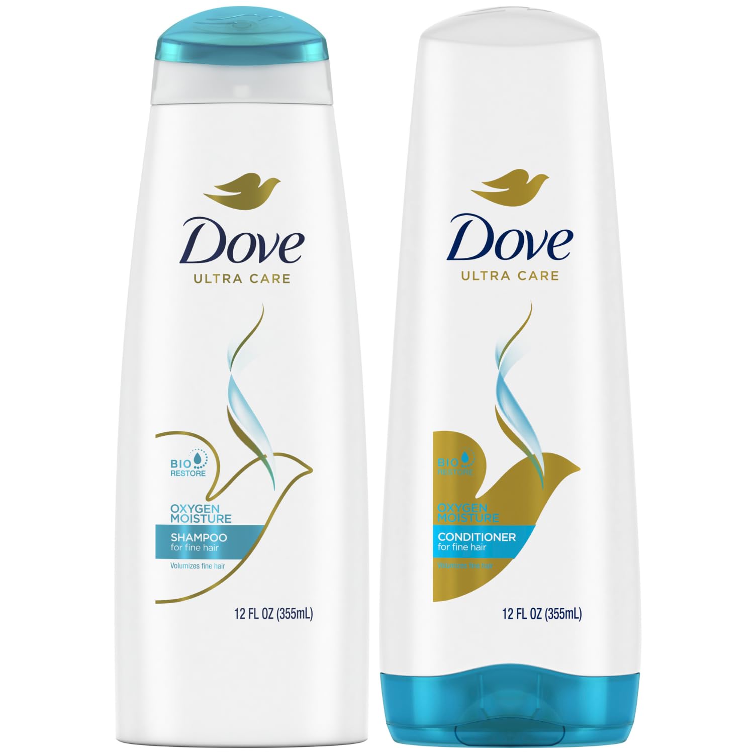 Dove Oxygen Moisture Shampoo and Conditioner Set for Fine Hair – Volumizing Hair Treatment, 12 Oz Each – Perfect for Daily Hair Care & Hydration