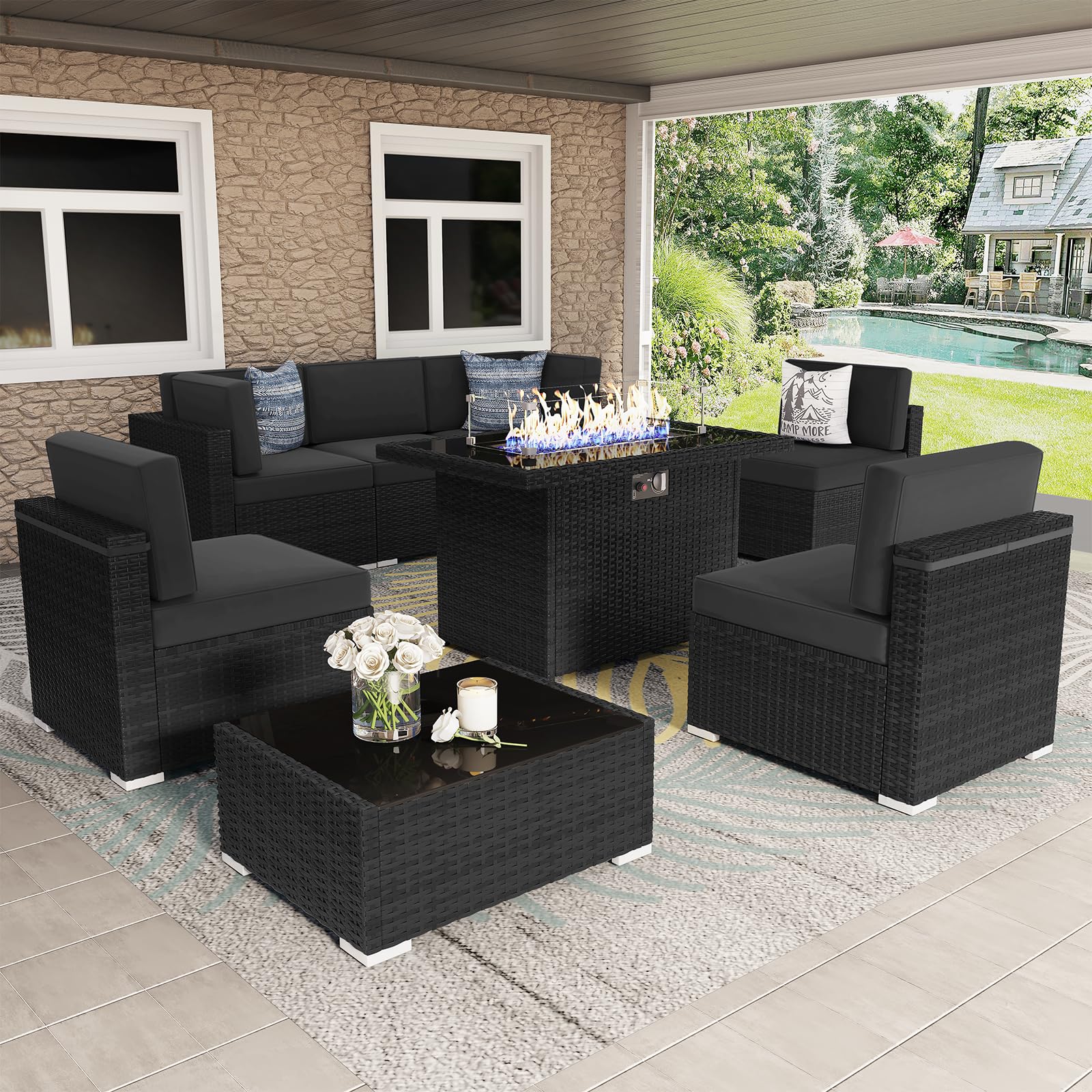 8-Piece Outdoor Patio Furniture Set with 44
