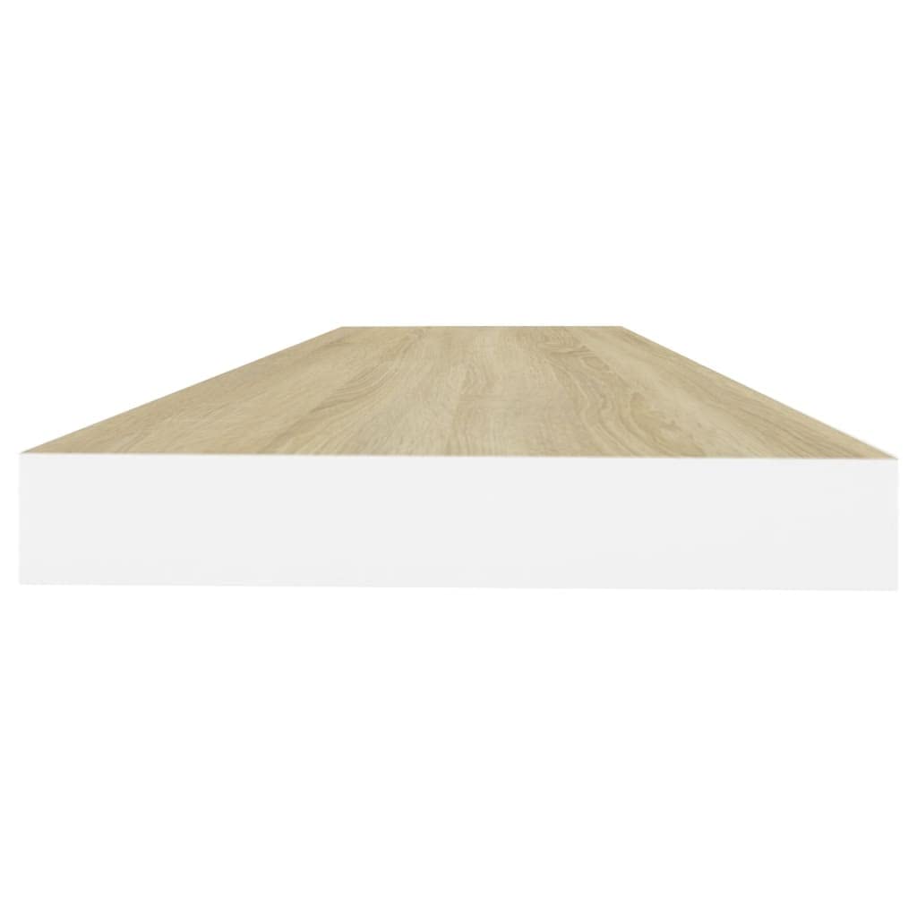 CHARMMA Floating Wall Shelves Set of 2 - Natural Oak & White MDF - 31.5