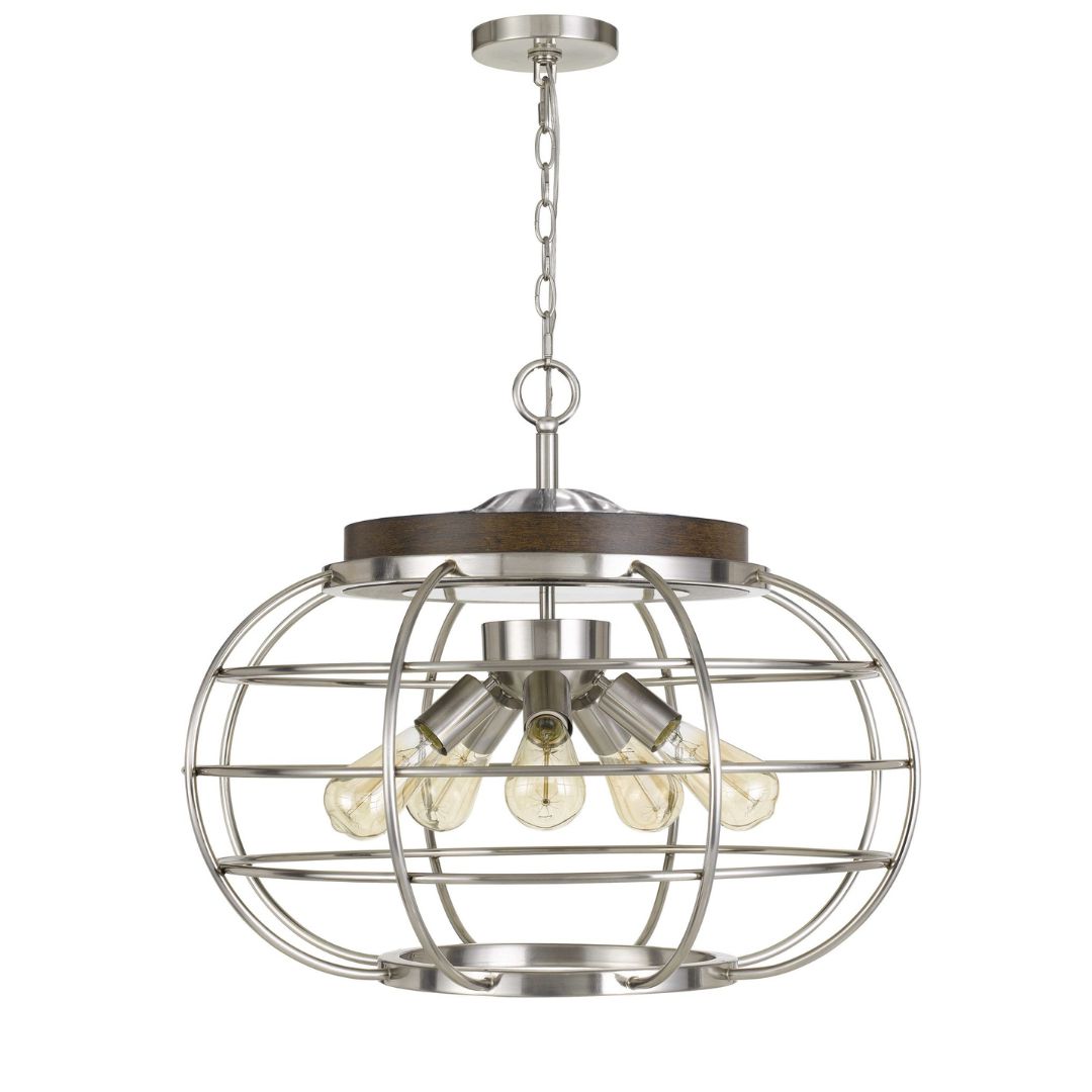 Cal Lighting Liberty Metal Chandelier - 25 Inch Modern Farmhouse Ceiling Light Fixture for Dining Room, Kitchen Island & Bedroom Decor