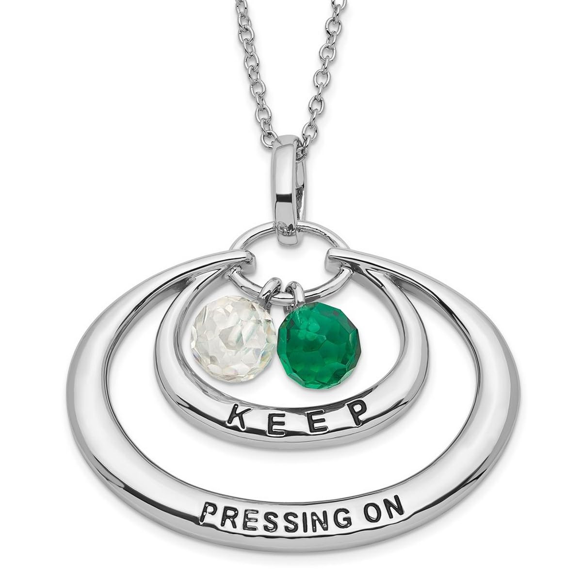925 Sterling Silver Oxidized CZ Cubic Zirconia Spring Ring Pendant Necklace for Women - 18 Inch Simulated Diamond Jewelry for Everyday Wear, Date Night & Special Occasions