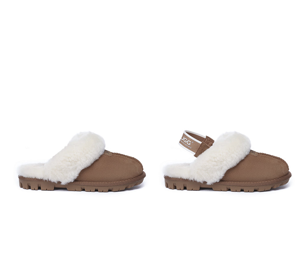 Australian Shepherd® 2-Way Style UGG Slippers - Genuine Sheepskin & Wool Indoor/Outdoor House Shoes with Removable Strap | Cozy Slingback Design for Women | Perfect for Lounging, Winter Comfort & Gift Giving