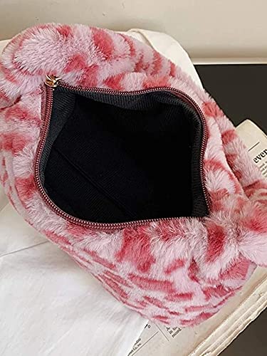 Women's Fluffy Faux Fur Cow Print Shoulder Bag - Fashionable Clutch Purse & Underarm Handbag with Zipper - Perfect for Parties, Date Nights & Casual Outings