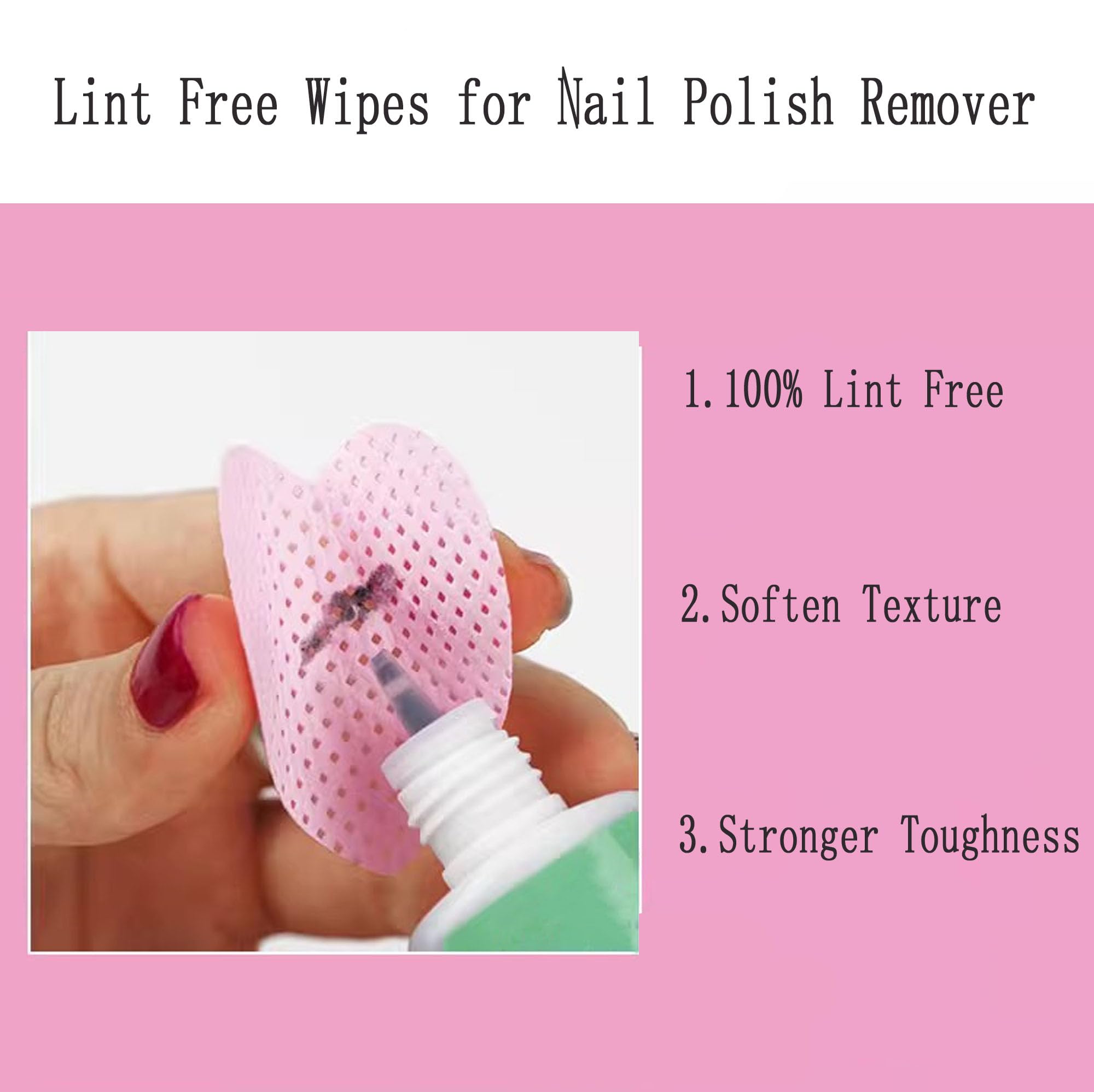 1000 PCS Lint-Free Nail Wipes & Eyelash Extension Glue Remover Wipes - Hypoallergenic Nail Polish Remover Pads for Lash Extensions, Gel Manicures & Lash Glue Cleaning - Pink | Salon & Home Use for Professional & DIY Beauty Care
