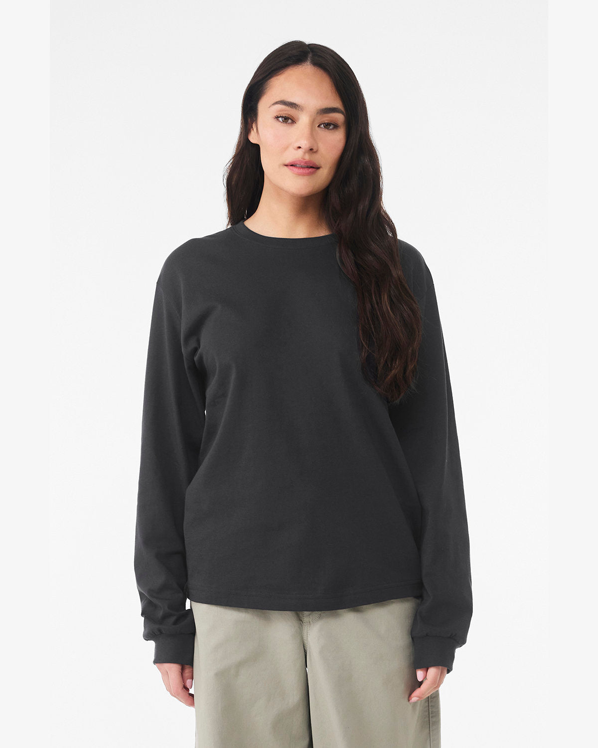 Bella + Canvas 3511 Heavyweight Long Sleeve T-Shirt for Men & Women - 6oz Unisex Crewneck Shirt for Casual Wear, Workout & Layering