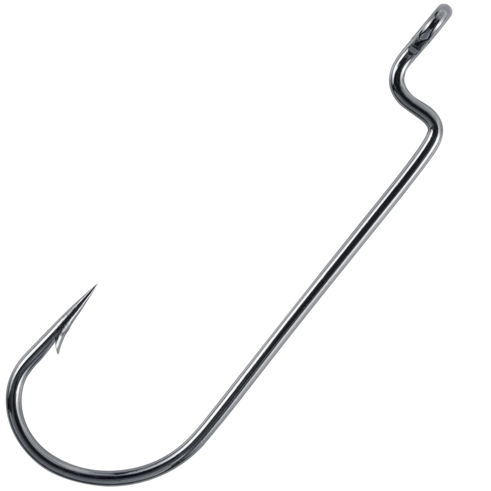 Dr.Fish 100 Pack Offset Worm Hooks for Bass Fishing - EWG Round Bend Hooks for Carolina/Texas Rig - Freshwater Fishing Gear