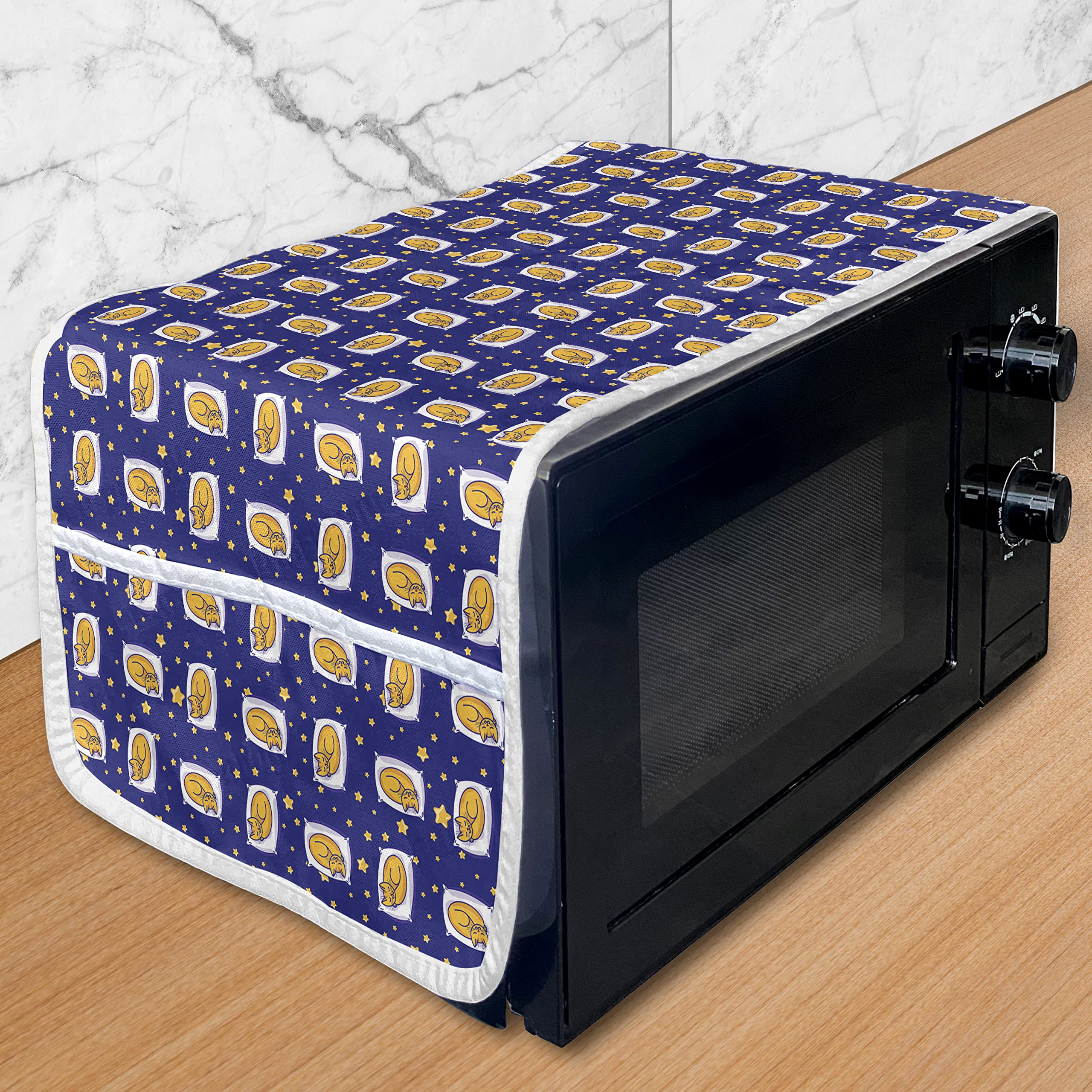Ambesonne Microwave Cover for Kitchen - Waterproof Cat Design with Pockets, 36