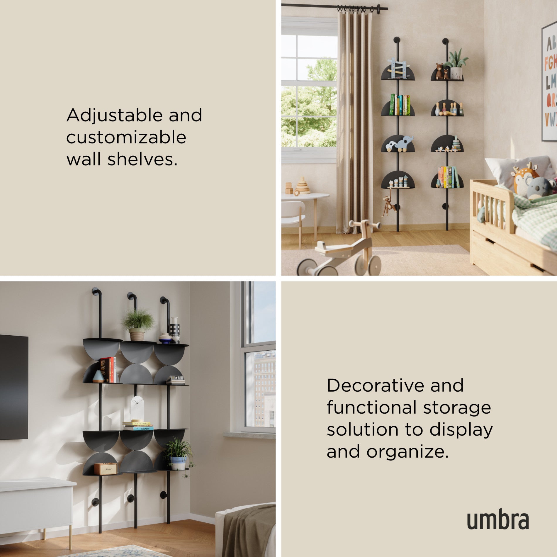 Adjustable Standing Shelf - Sturdy & Space-Saving Storage Organizer for Home Office, Kitchen, or Bathroom | Perfect for Books, Plants & Decor Items