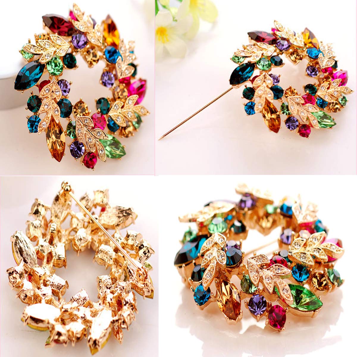 Seven Wolves Rhinestone Brooch Pin for Women - Wedding & Banquet Jewelry