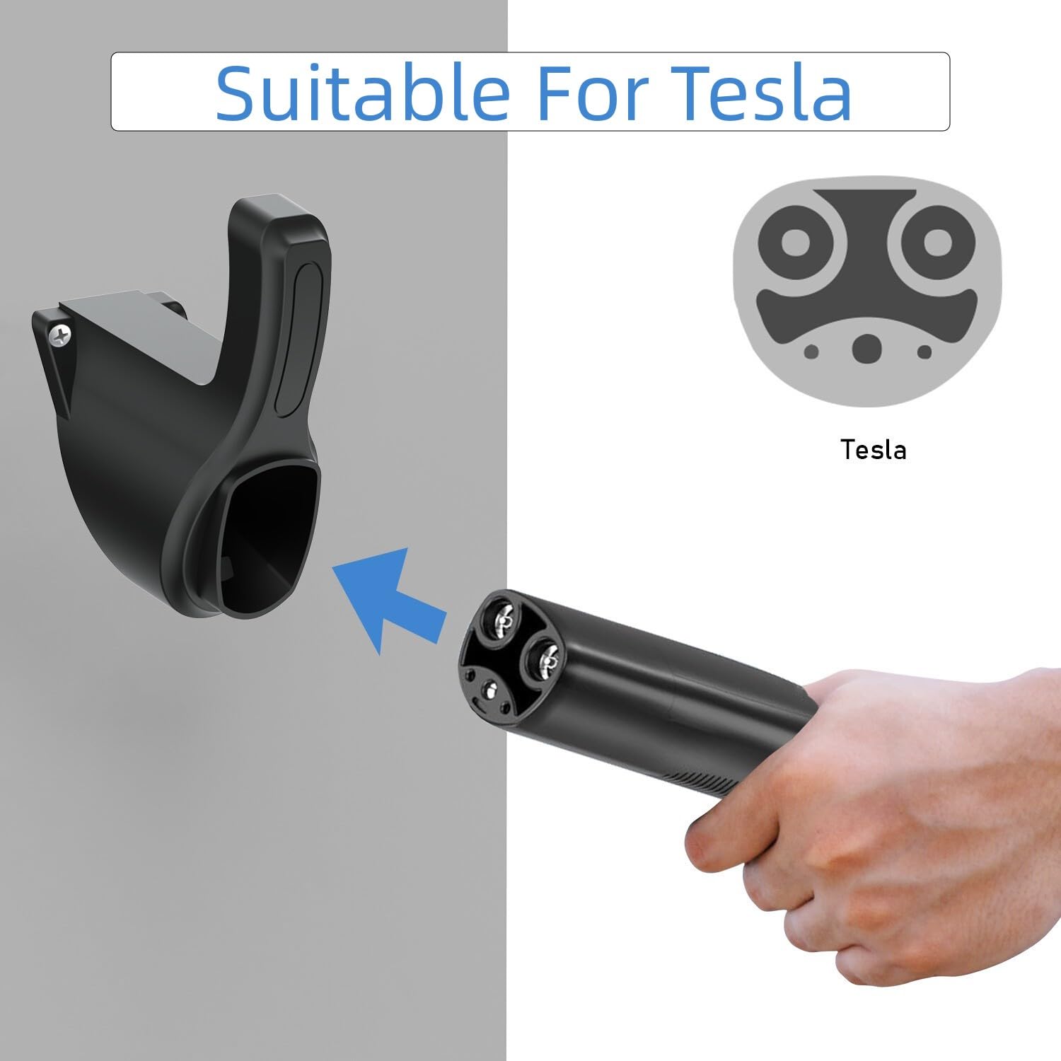 Tesla Wall Mount Charger Holder - Cable Organizer & Bracket for Tesla Model 3/Y/S/X - EV Home Charging Station Accessory - Perfect for Garage, Driveway & Outdoor Charging
