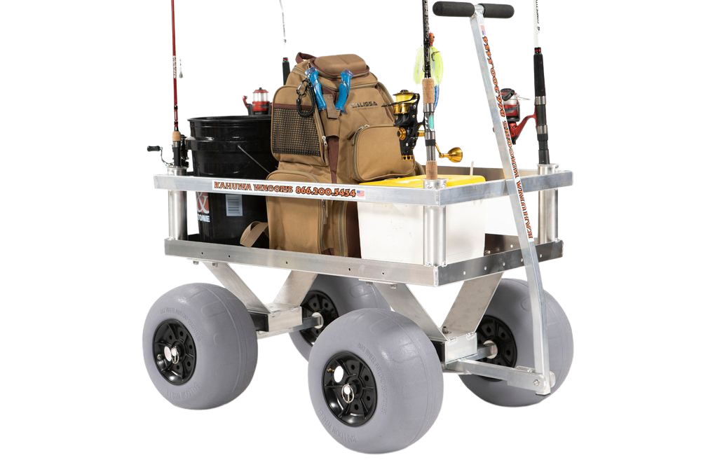 Alumacart Calypso Cruiser - Heavy Duty Rust Resistant Beach Wagon with Fishing Rod Holders | All-Terrain Utility Cart for Sand, Camping & Outdoor Adventures