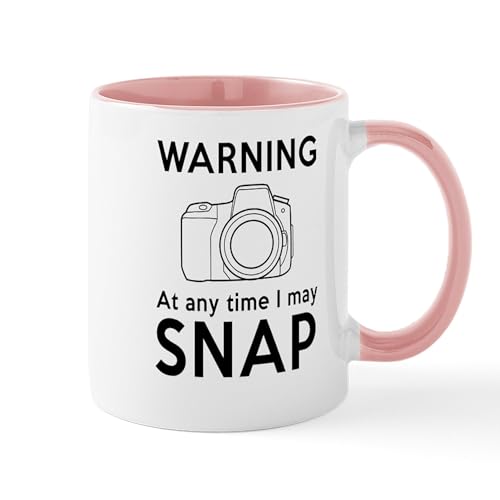 White/Pink Inside - Warning May Snap Photographer Mugs
