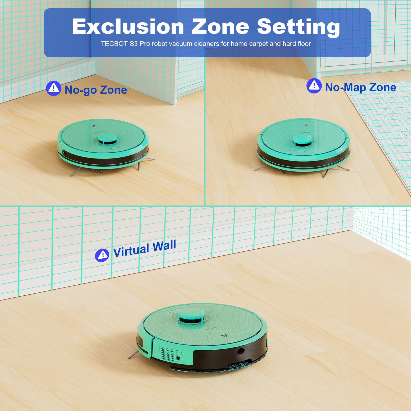 TECBOT S3 PRO Robot Vacuum and Mop Combo with LiDAR Navigation, 5200mAh Battery & 4000Pa Suction - Smart WiFi/Alexa Connected, Self-Charging Robotic Cleaner for Hard Floors, Pet Hair, Carpets - Perfect for Daily Home Cleaning & Pet Owners (Blue)