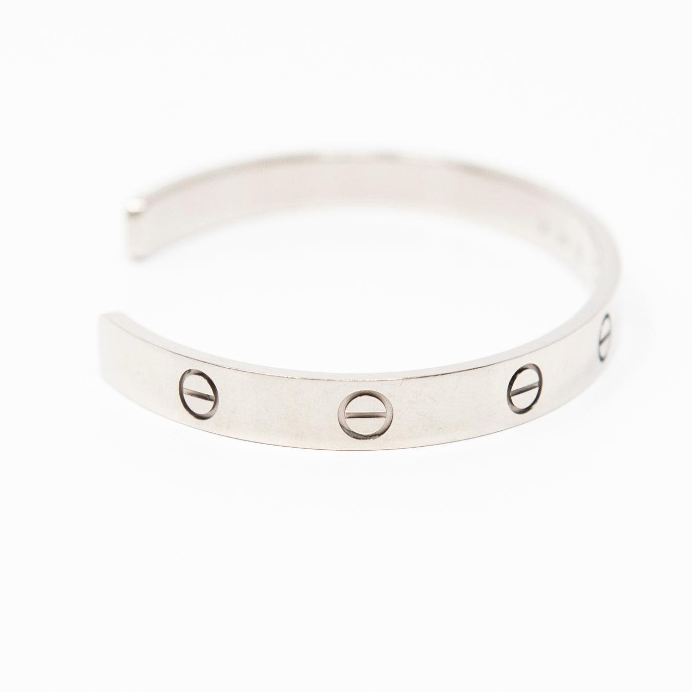 Cartier 18K White Gold Love Cuff Bracelet - Elegant Luxury Jewelry for Women, Perfect for Anniversaries, Weddings & Special Occasions